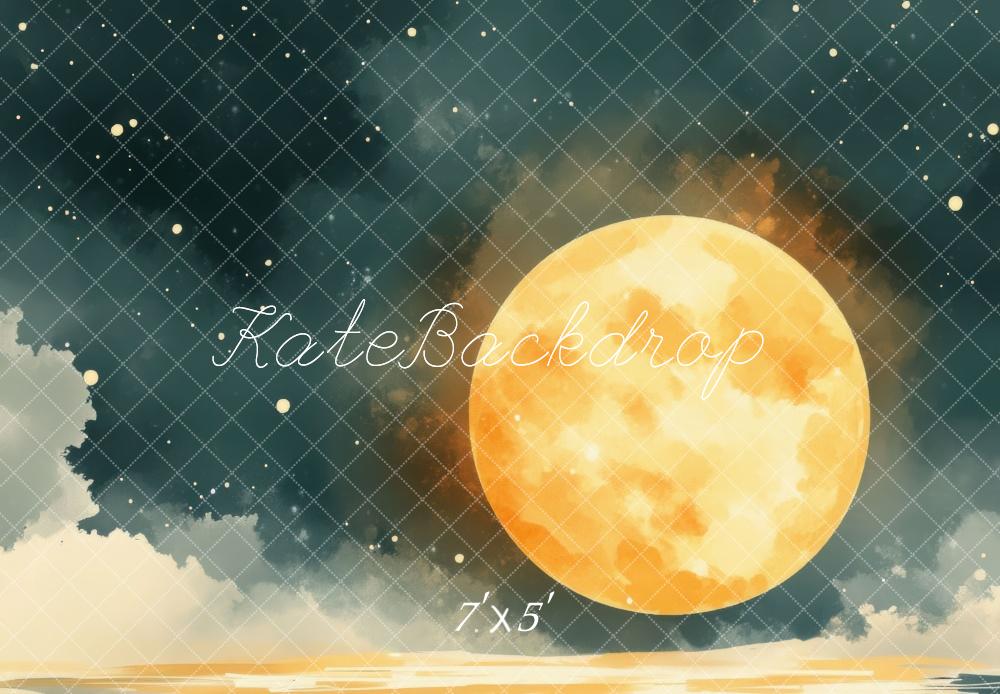 Kate Sketch Full Moon Night Sky Beach Backdrop Designed by Mini MakeBelieve