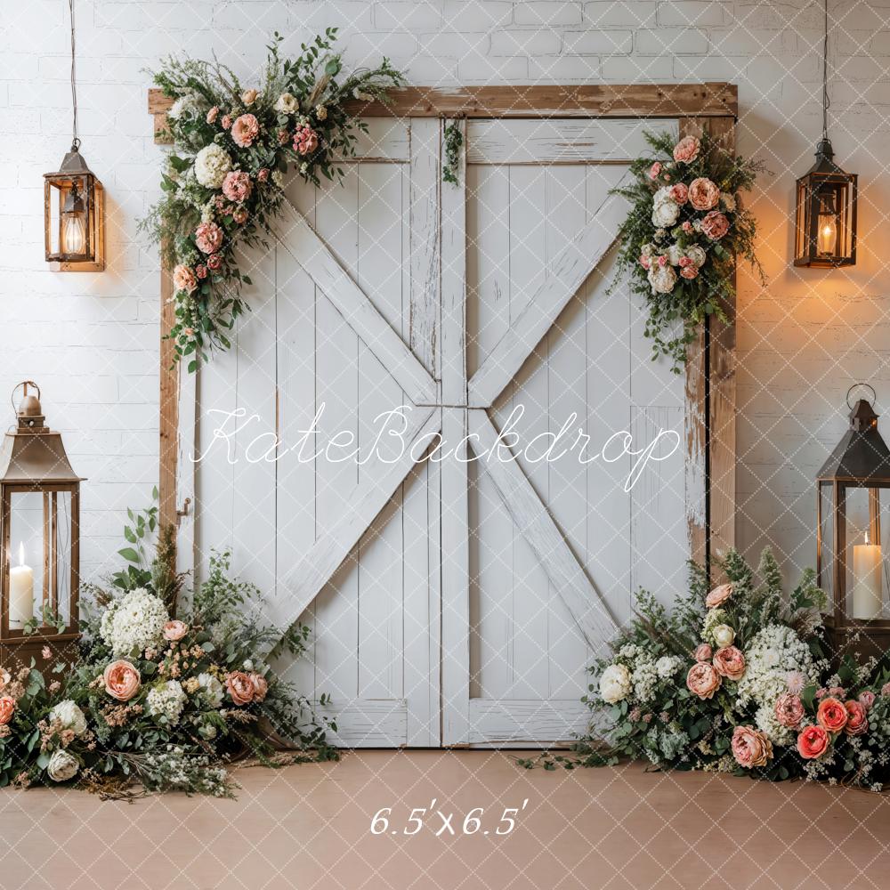 Kate Spring Rustic Floral Barn Door Backdrop Designed by Emetselch