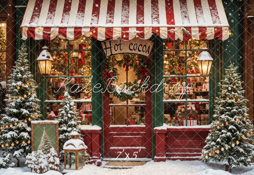 Kerst Retro Warme Chocolade Winkel Foto Achtergrond Ontworpen door Emetselch