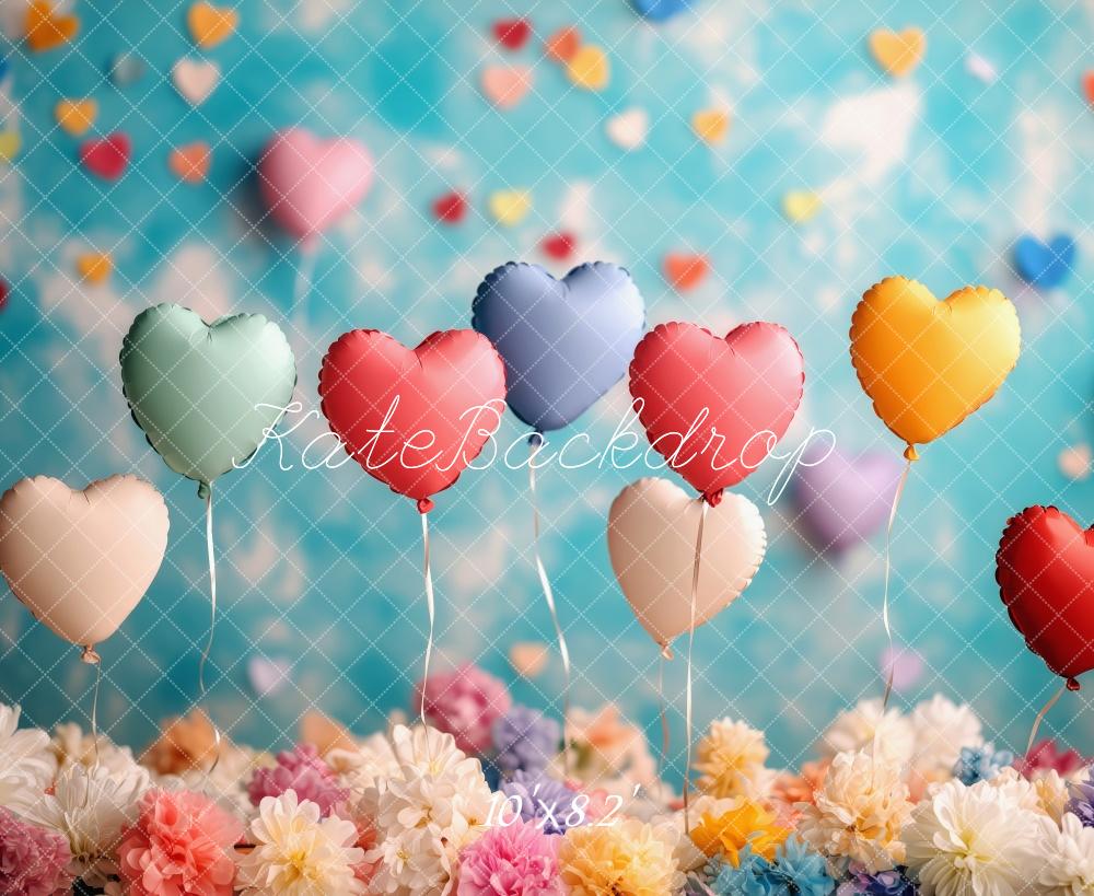 Kate Heart Balloons Floral Colorful Backdrop Designed by Patty Roberts