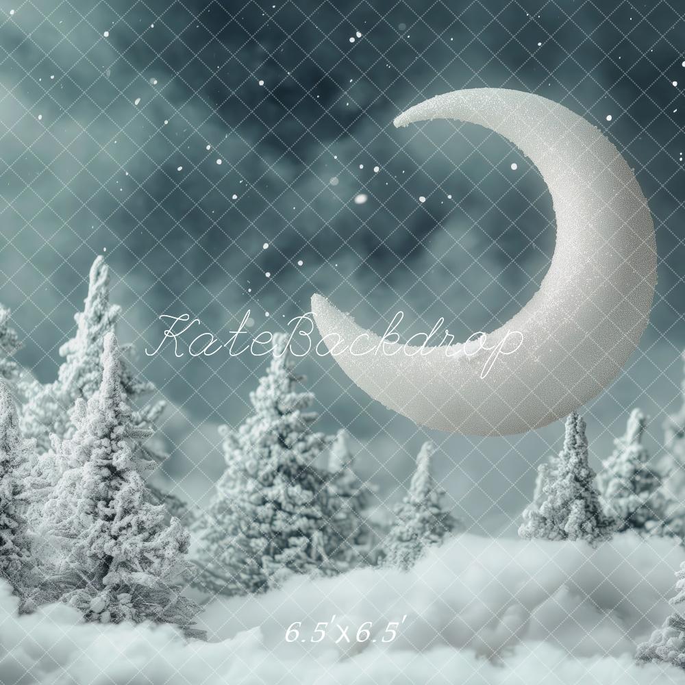 Kate Dreamy Winter Moon Snowy Forest Backdrop Designed by Patty Roberts