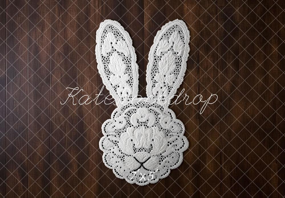 Kate Easter Bunny Lace Wood Floor Backdrop Designed by Mini MakeBelieve