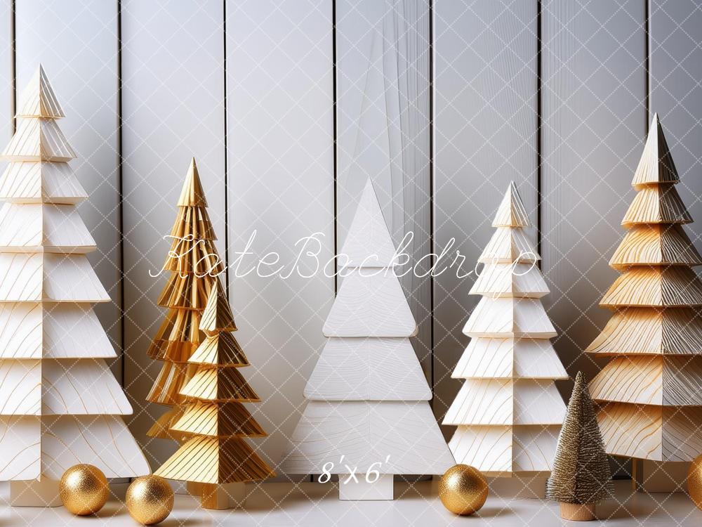 Kate Wooden Christmas Trees Gray Wall Backdrop Designed by Megan Leigh Photography