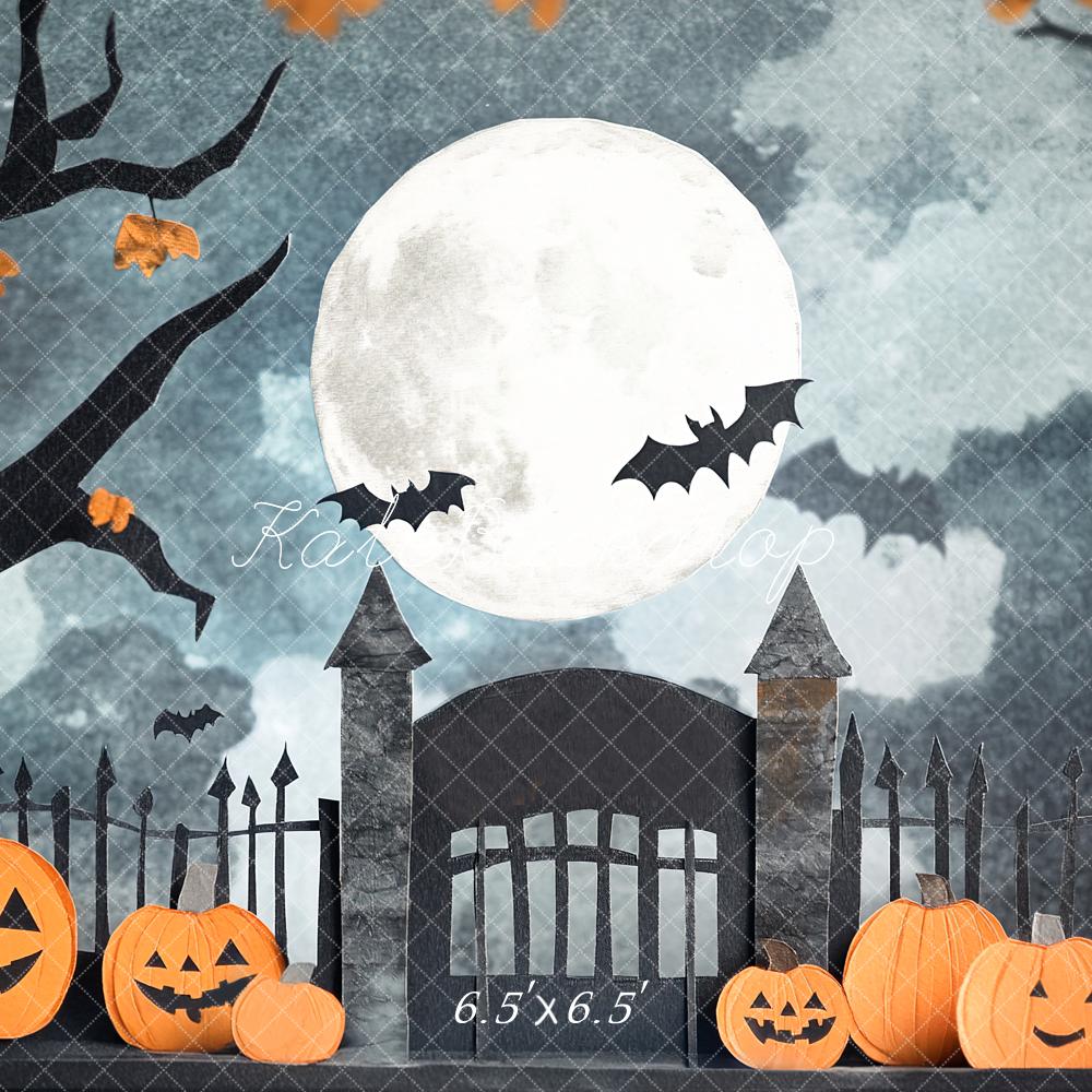 Kate Halloween Moon Pumpkin Gate Backdrop Designed by Emetselch