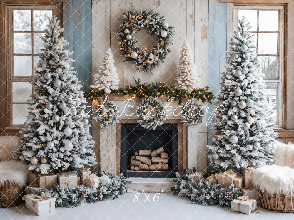 Kate Christmas Tree Fireplace Snow Backdrop Designed by Emetselch