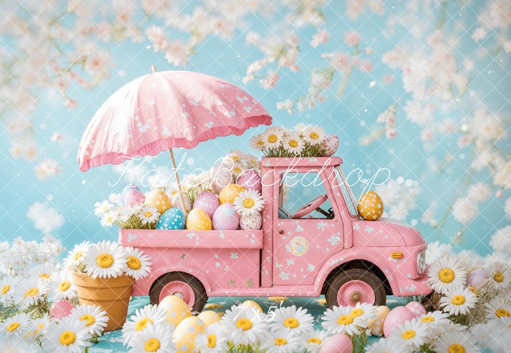 Kate Easter Truck Flowers Umbrella Backdrop Designed by Emetselch