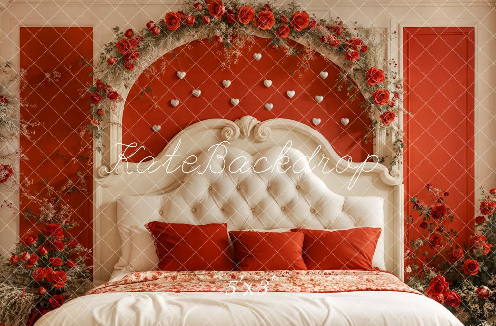 Kate Valentine Headboard Red Rose Backdrop Designed by Emetselch