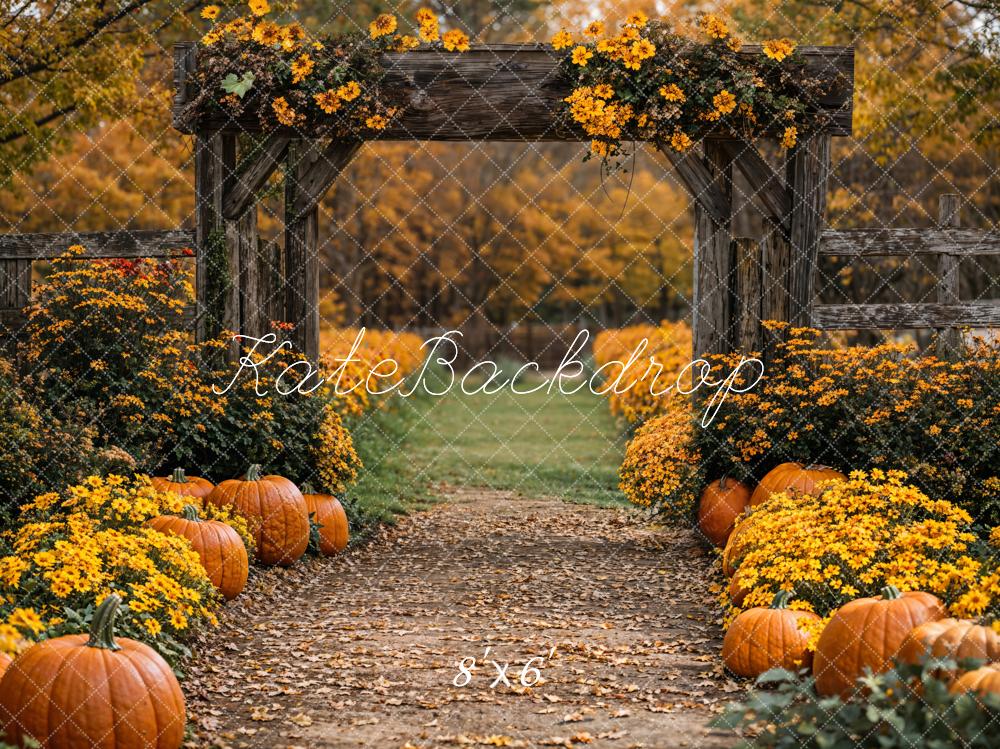 Fall Pumpkin Flower Arch Foto Achtergrond Designed by Emetselch