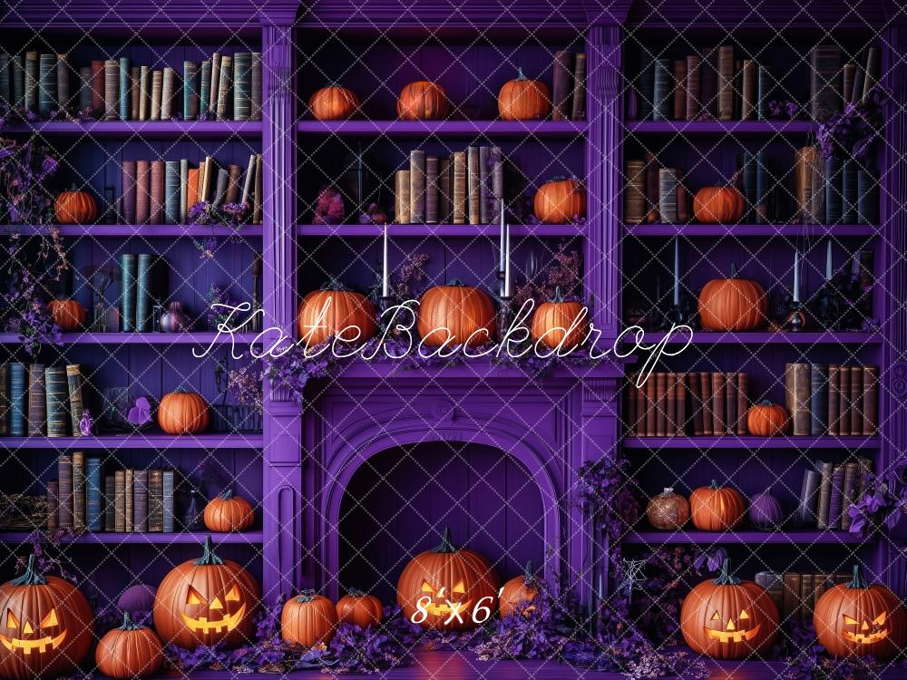 Kate Halloween Purple Library With Pumpkin Backdrop Designed by Patty Roberts