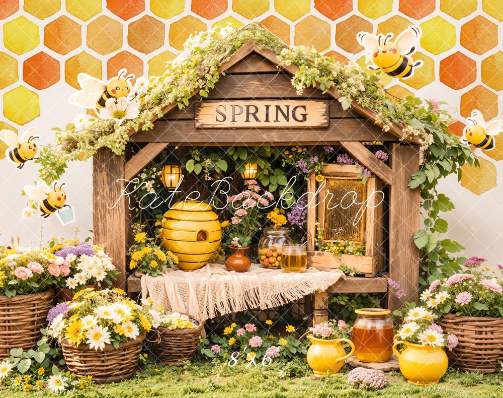 Kate Spring Bee Honeycomb Floral Backdrop Designed by Emetselch