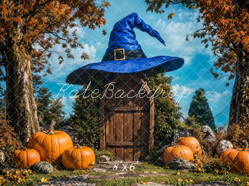 Kate Fall Maple Tree Blue Magic Hat House Backdrop Designed by Emetselch