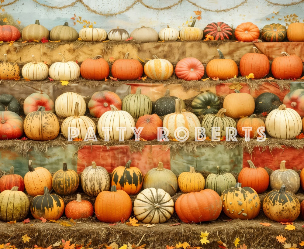 Fondo de stand de calabazas de cosecha de otoño Diseñado por Patty Robert