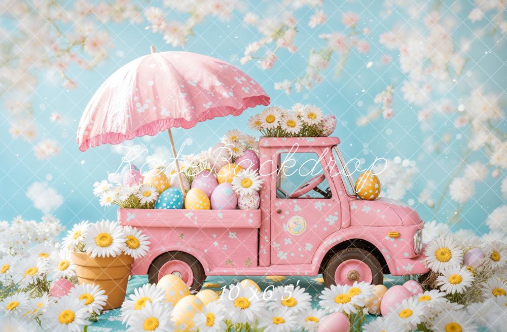 Kate Easter Truck Flowers Umbrella Backdrop Designed by Emetselch