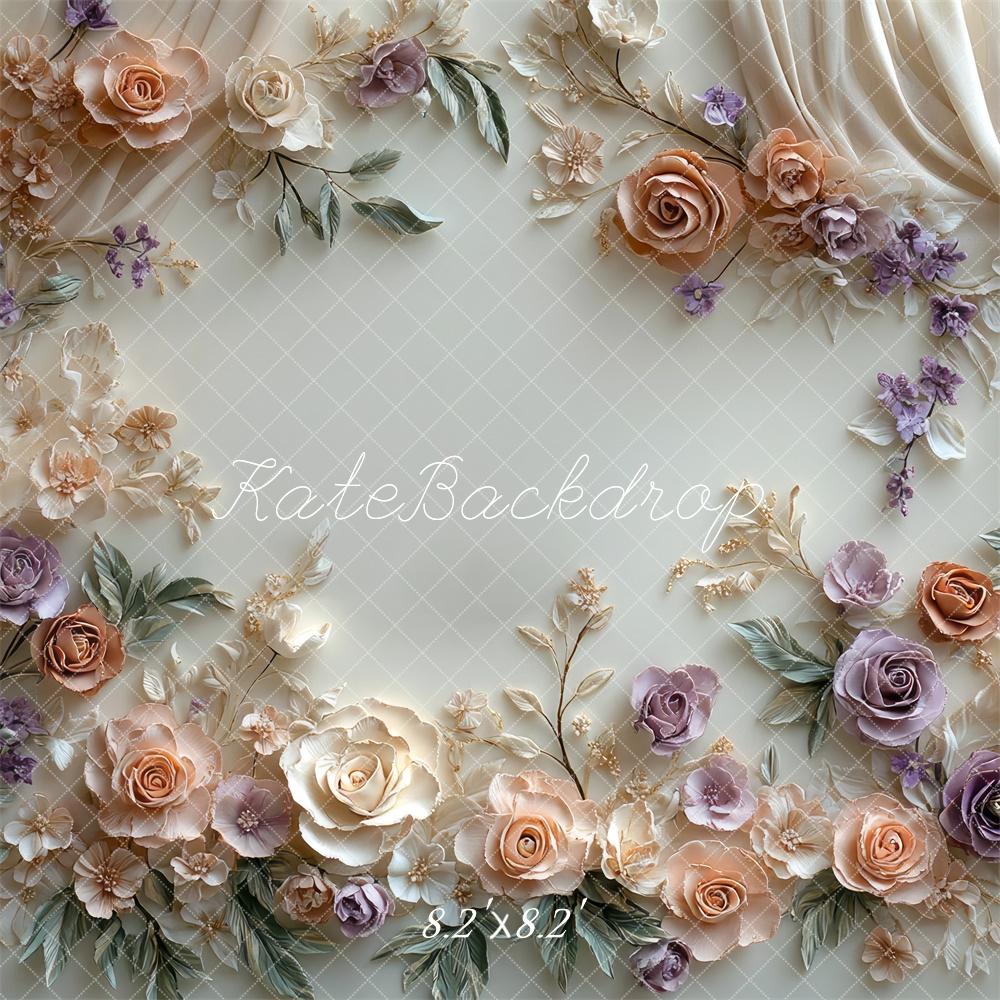 Kate Spring Floral Pastel Curtain Wall Backdrop Designed by Mini MakeBelieve