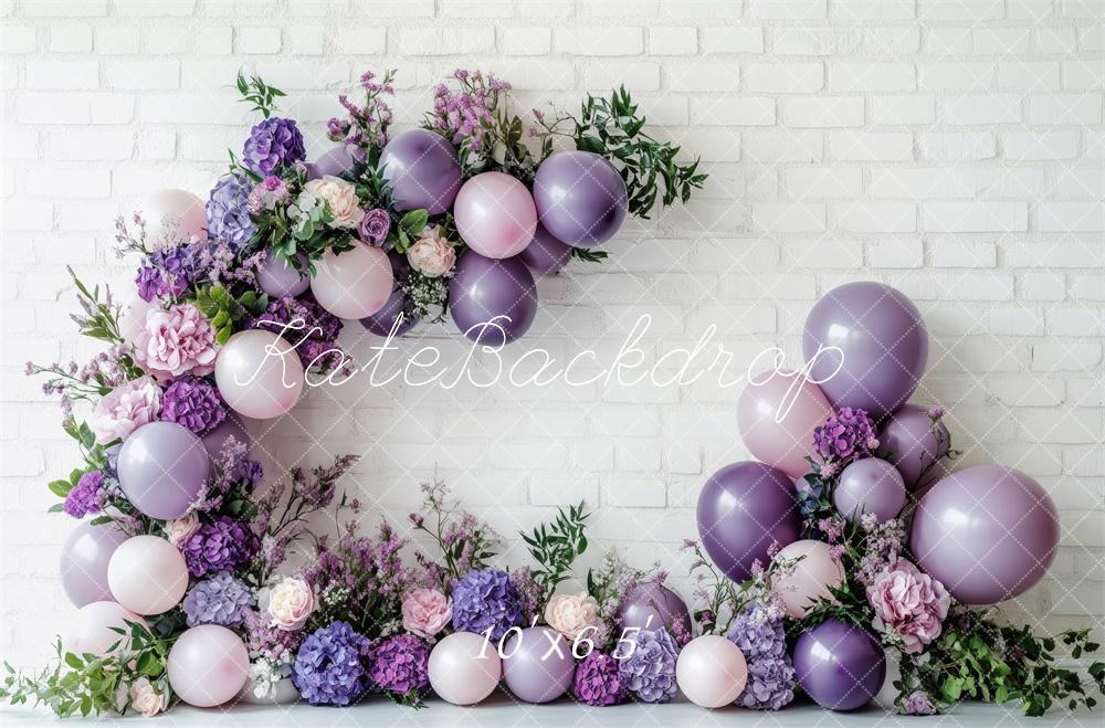 Sfondo con palloncini floreali viola progettato da Patty Roberts