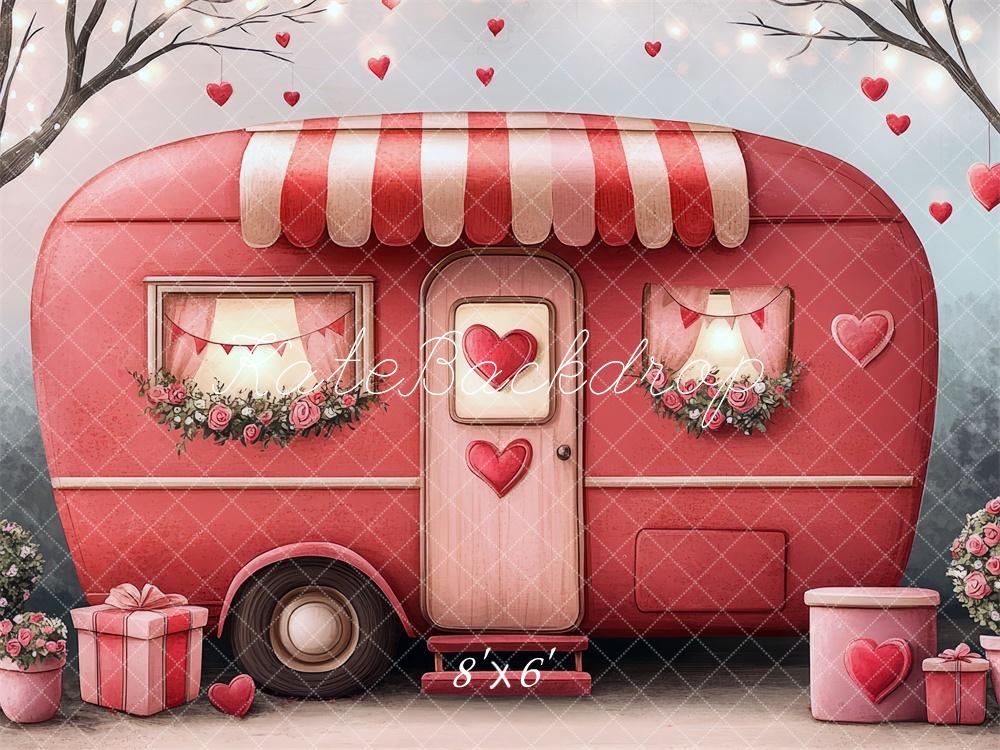 Kate Valentine Red Caravan Backdrop Designed by Mini MakeBelieve