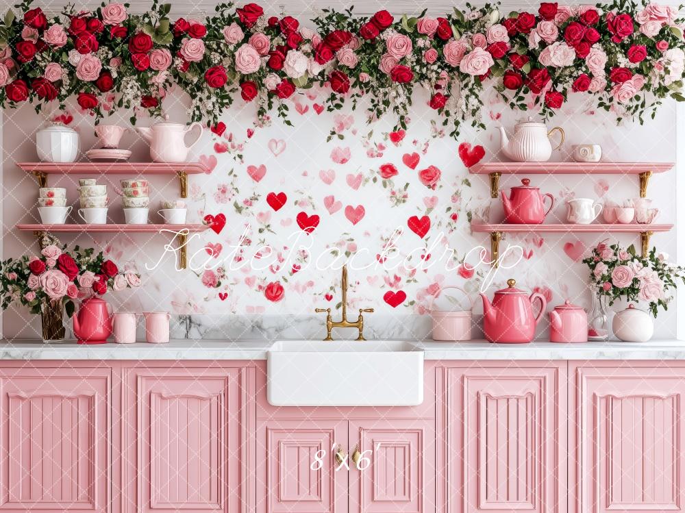 Valentine Keuken Rozen Roze Foto Achtergrond Designed by Patty Roberts