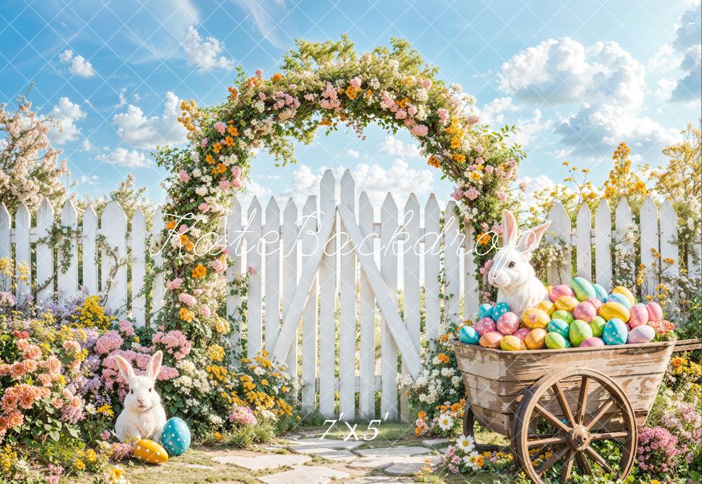 Kate Easter Bunny Flower Arch Fence Backdrop Designed by Emetselch