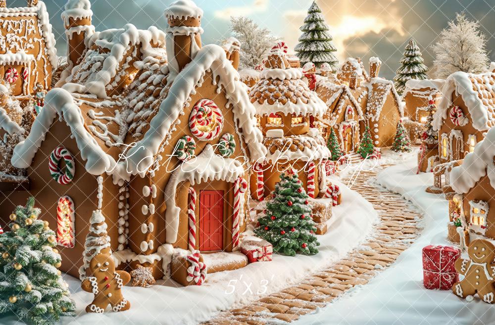 Kate Christmas Gingerbread House Village Backdrop Designed by Emetselch