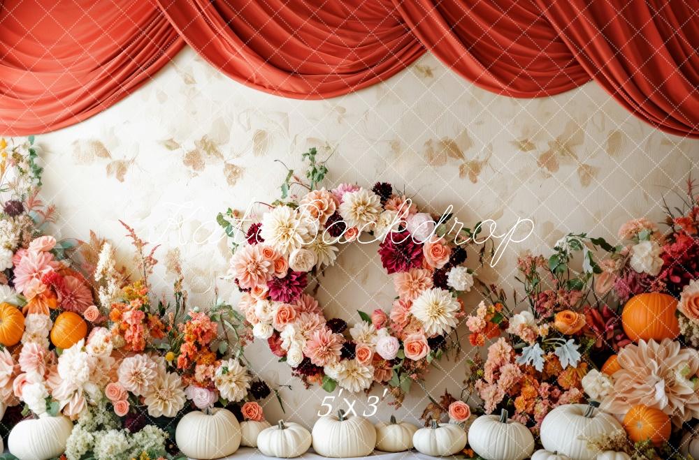 Corona de Calabaza Floral de Otoño Drapes Backdrop Designed by Patty Roberts