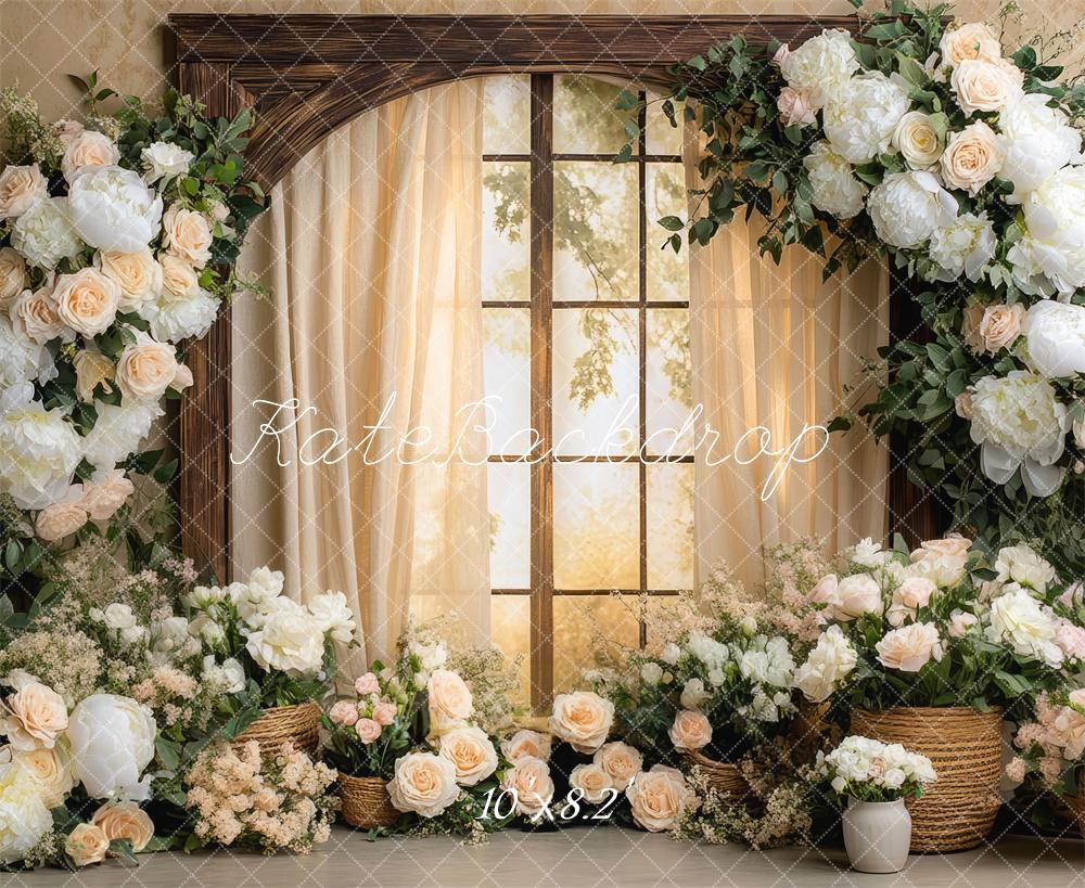 Kate Spring Flower Arch Window Warm Backdrop Designed by Mini MakeBelieve