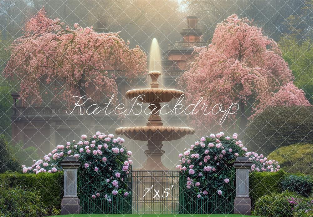 Kate Spring Flower Garden Fountain Backdrop Designed by Mini MakeBelieve