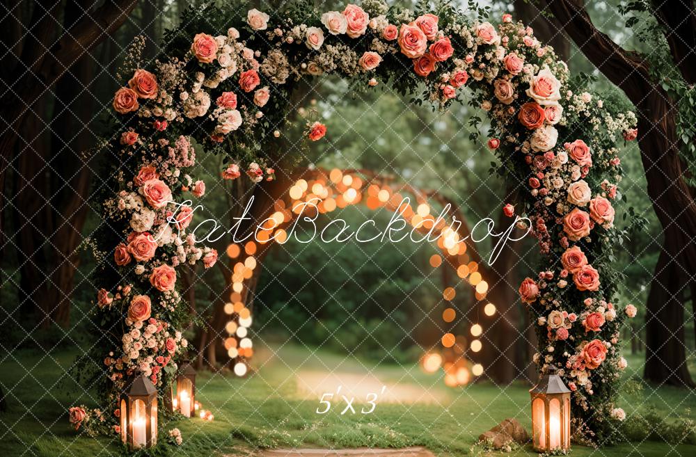 Spring Flower Arch Lights Wedding Foto Achtergrond Designed by Emetselch