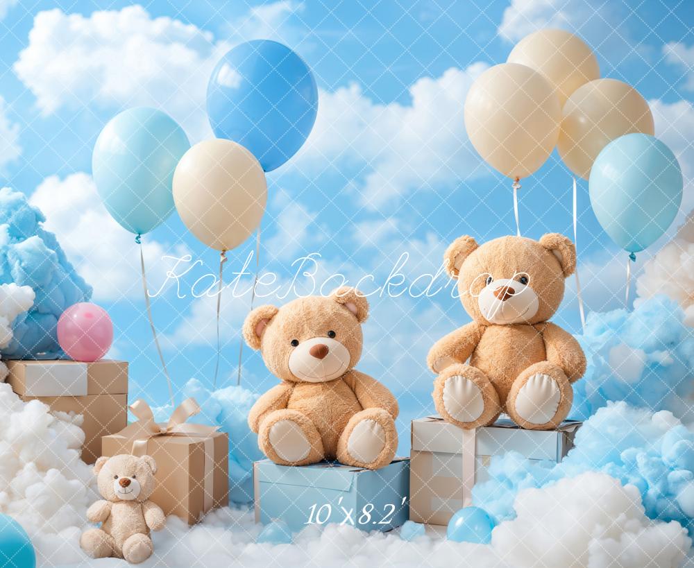 Kate Blue Sky With Teddy Bear and Balloons Backdrop Designed by Emetselch