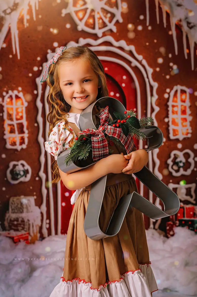 Kate Christmas Gingerbread Houses Snowy Backdrop Designed by Emetselch