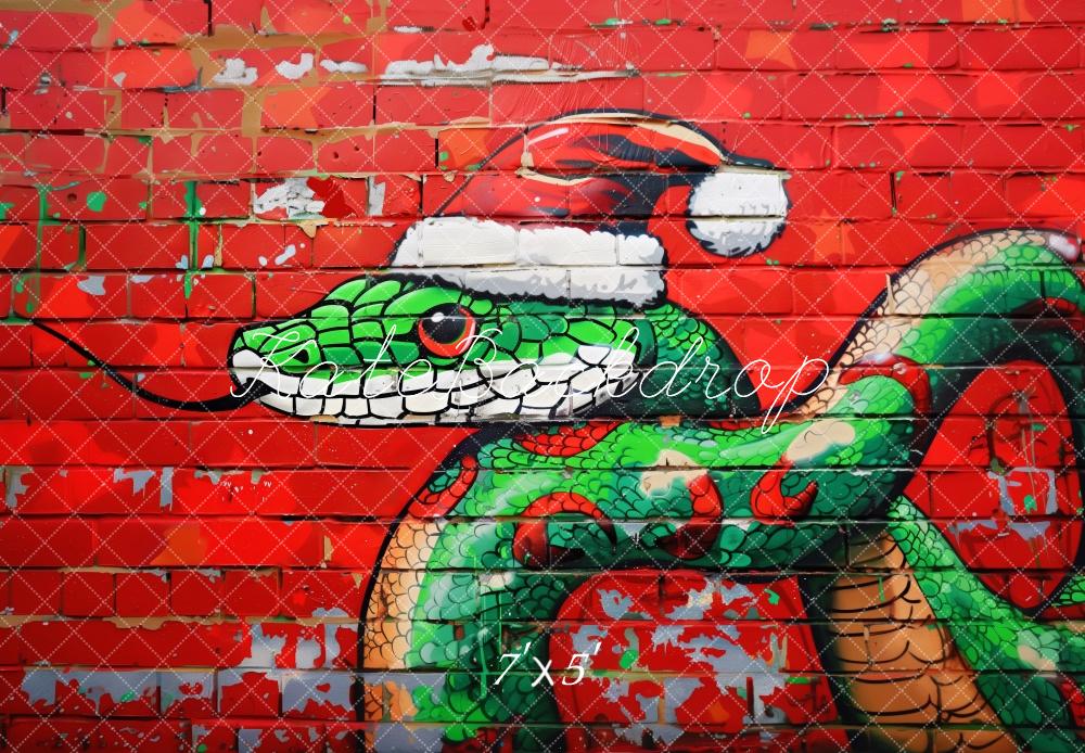 Kate Christmas Snake Graffiti Wall Backdrop Designed by Patty Robert