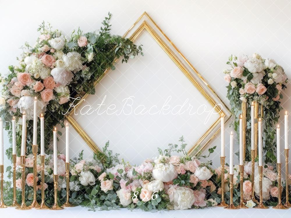 Kate Spring Wedding Floral Frame Candle Backdrop Designed by Mini MakeBelieve