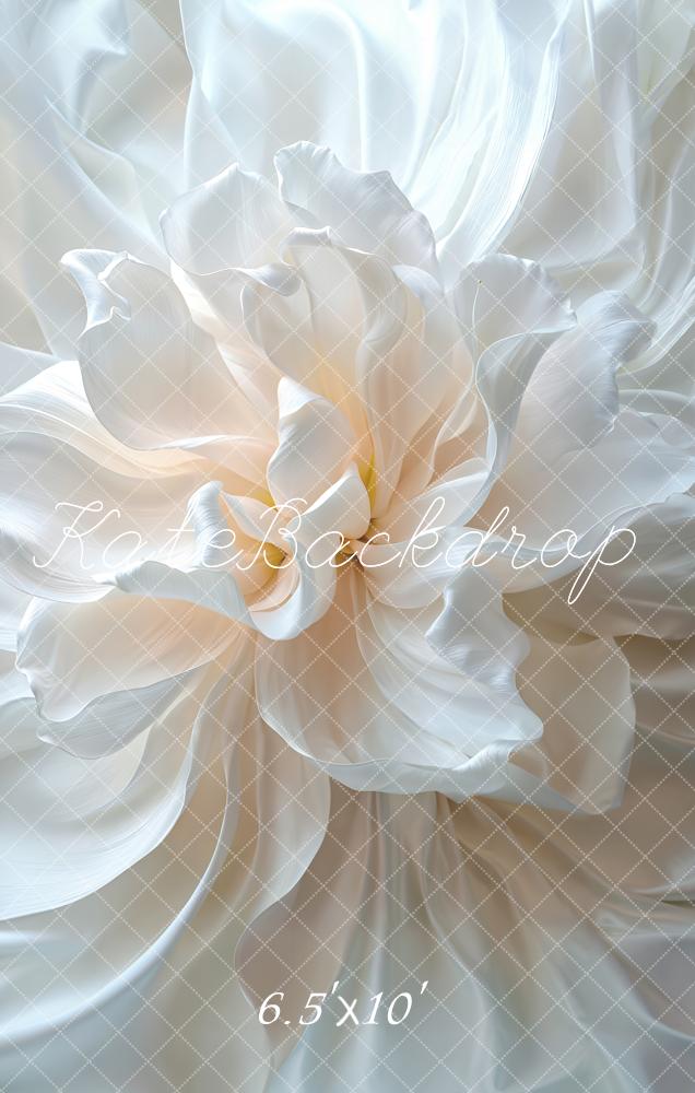 Kate White Flower Satin Backdrop Designed by Emetselch