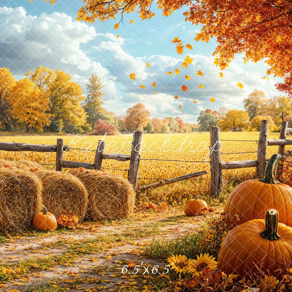 Kate Fall Harvest Pumpkin Field Backdrop Designed by Emetselch