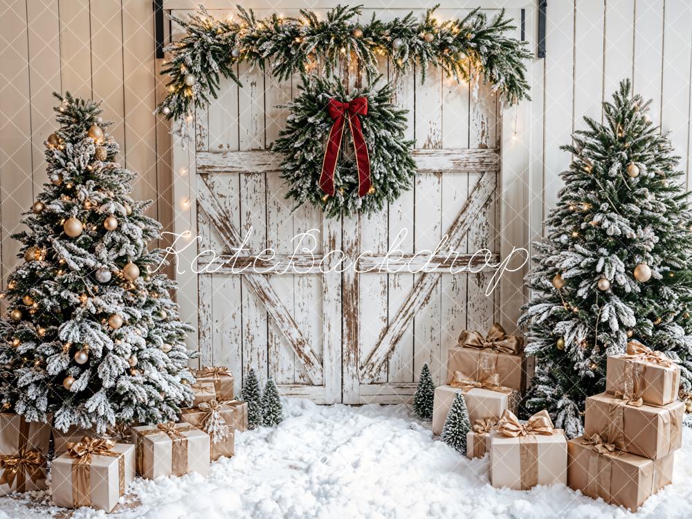 TEST Árbol de Navidad Puerta de Madera Blanca Fondo