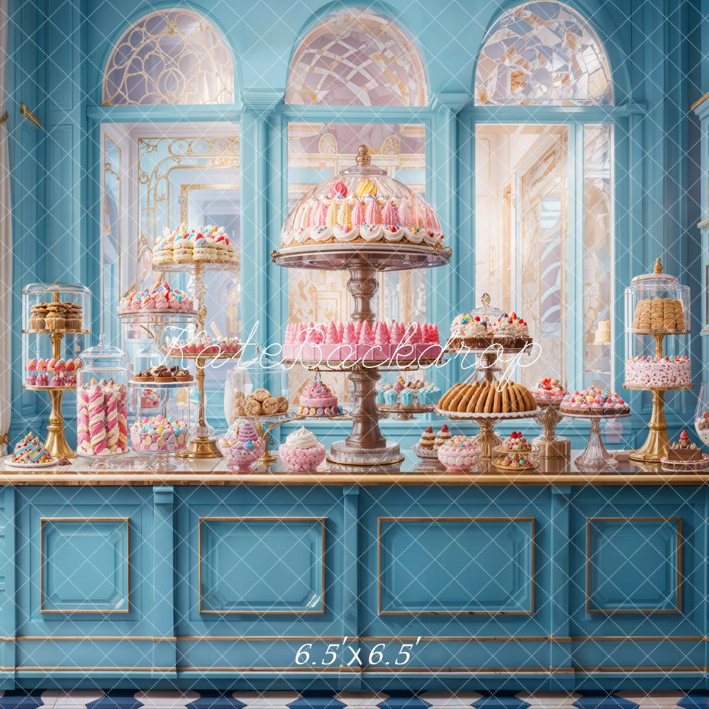 Kate Pastry Shop Dessert Blue Backdrop Designed by Emetselch