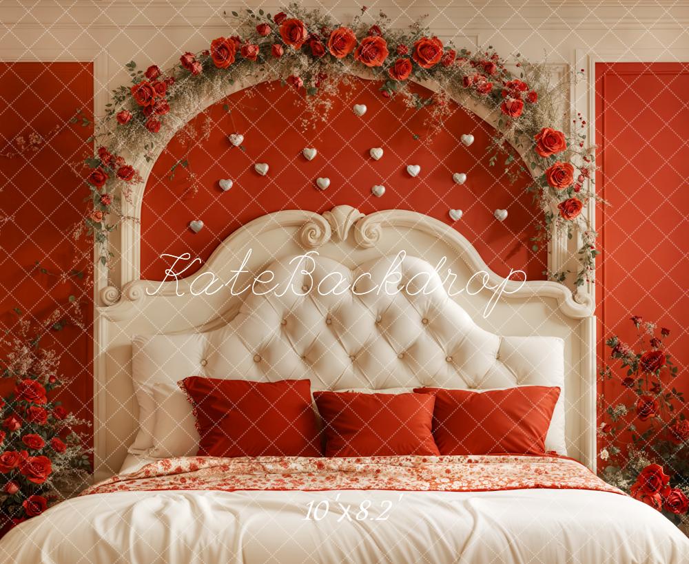 Kate Valentine Headboard Red Rose Backdrop Designed by Emetselch