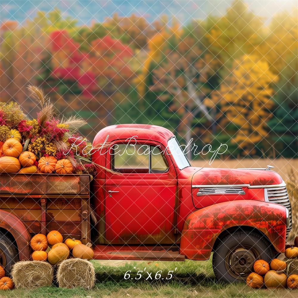 Kate Fall Harvest Red Truck Backdrop Designed by Patty Robert