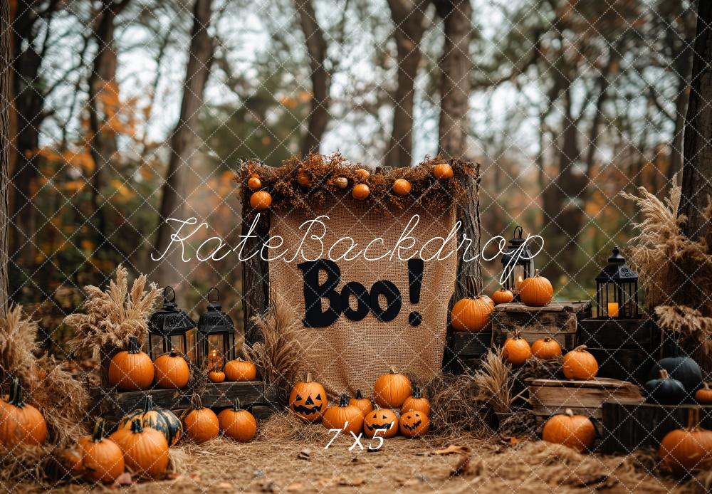 Boho Halloween Bos Pompoenen Foto Achtergrond Designed by Patty Roberts