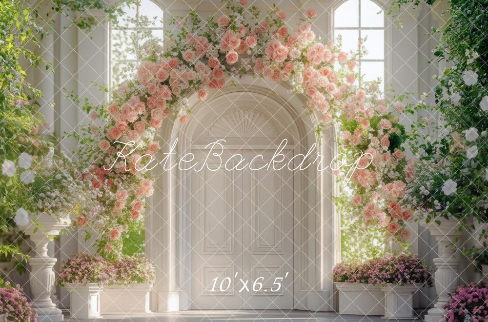 Kate Sunlight Floral Arched Doorway Wedding Backdrop Designed by Mini MakeBelieve