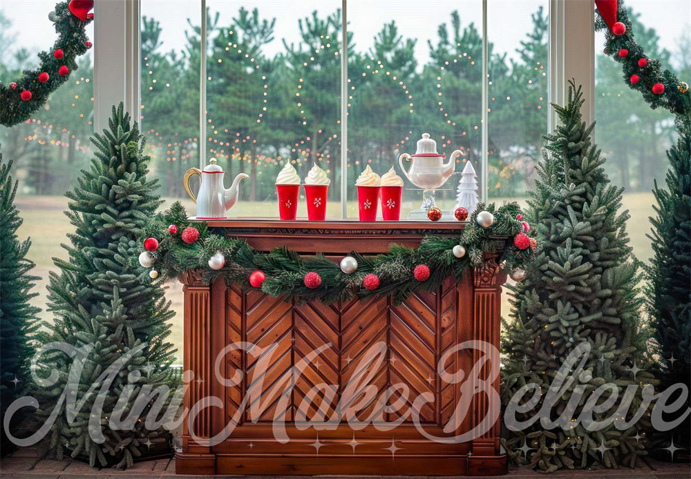 Kate Christmas Indoor Hot Cocoa Brown Table Backdrop Designed by Mini MakeBelieve