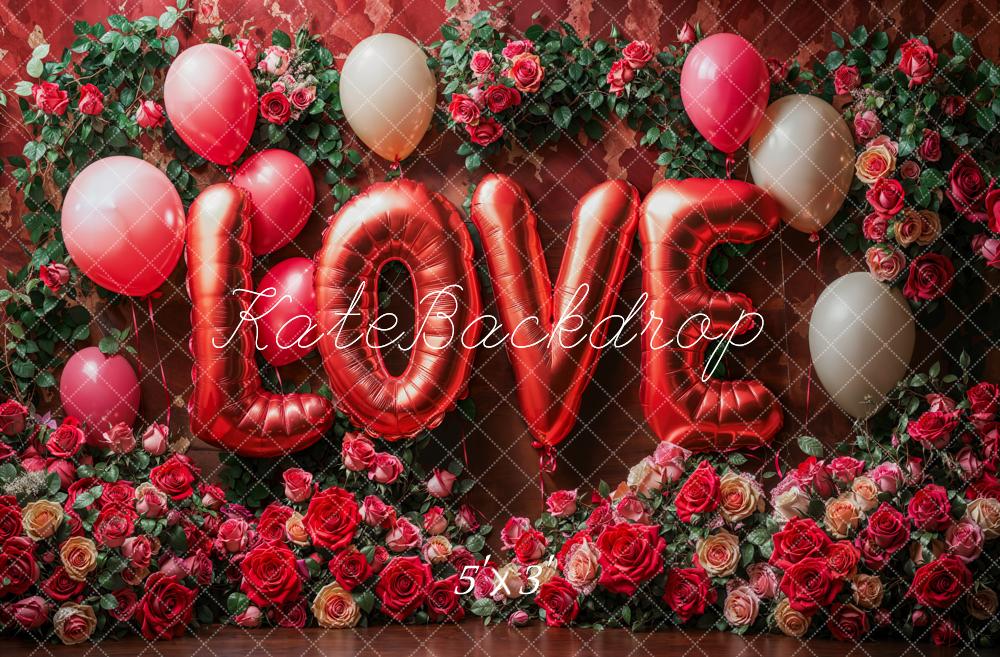 Fondo de globos de amor y rosas del Día de San Valentín