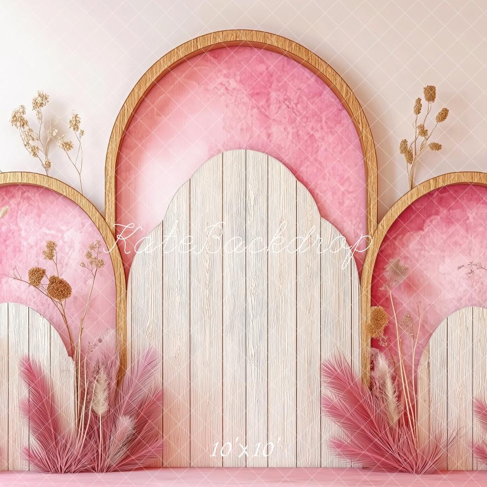 Kate Bohemian Pink Arch Pampass Grass Backdrop Designed by Patty Roberts