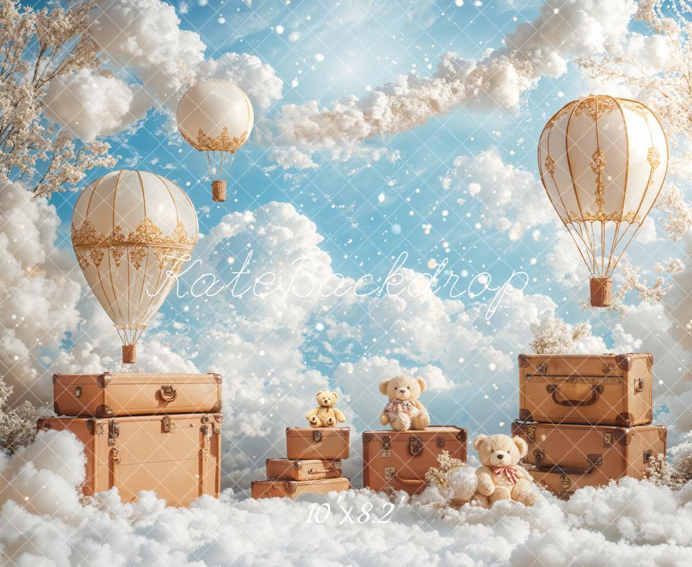 Hot Air Balloons Clouds Travel Sky Foto Achtergrond Designed by Emetselch