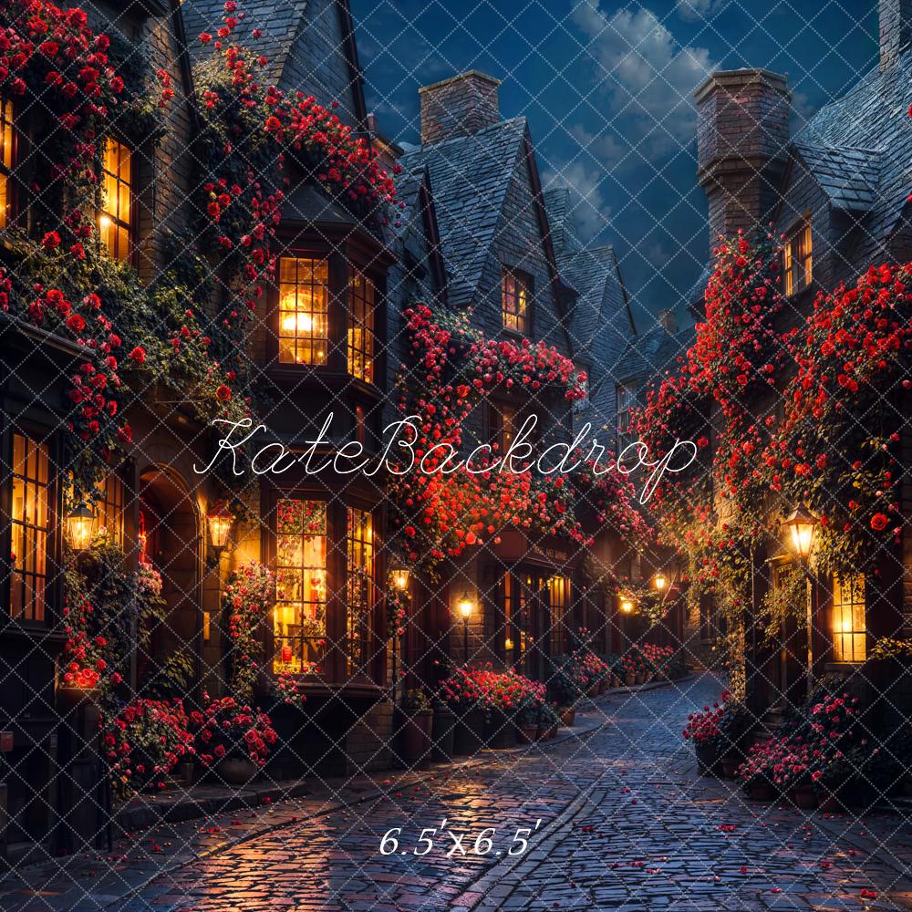 Kate Romantic Floral Village Night Backdrop Designed by Emetselch