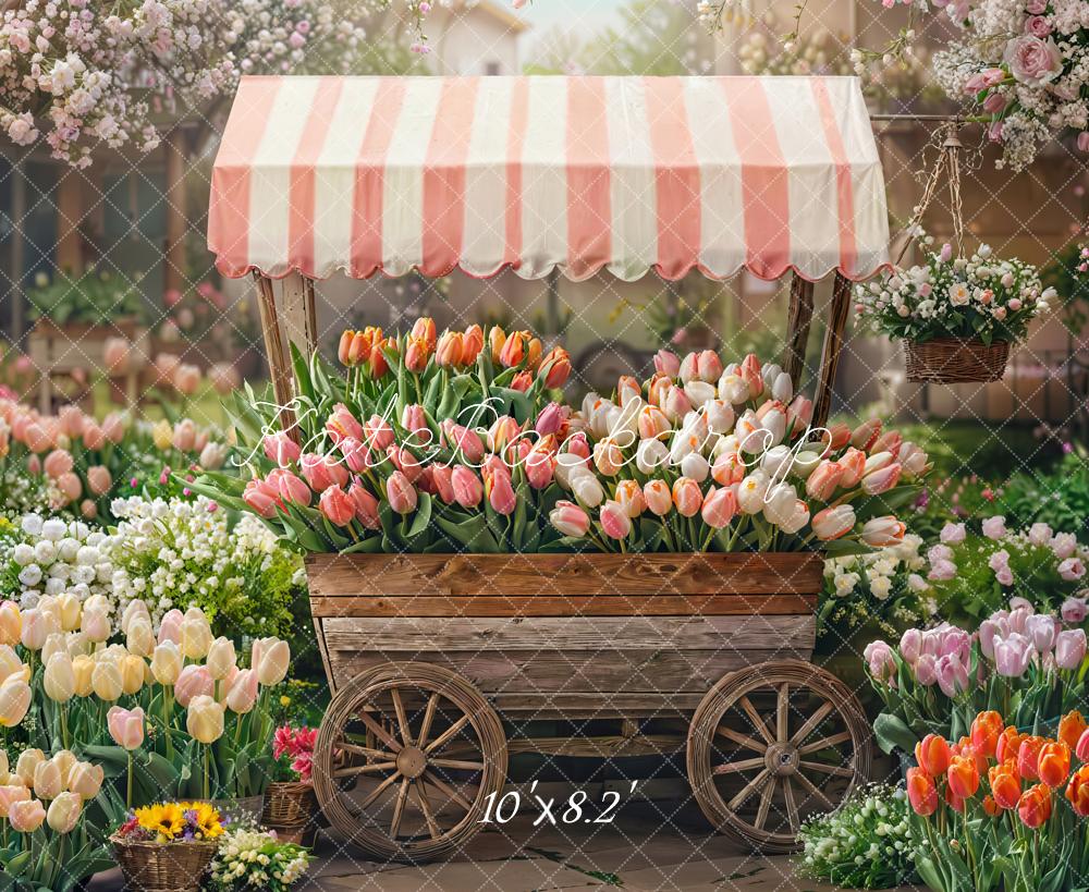 Kate Spring Flower Cart Tulips Garden Backdrop Designed by Emetselch