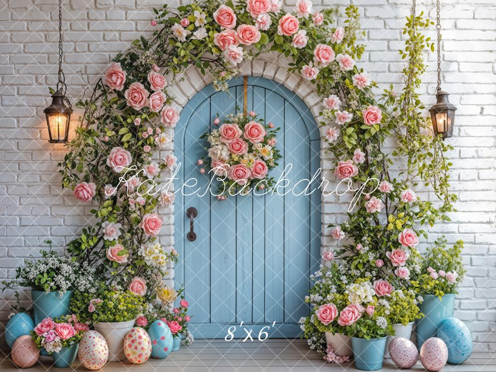 Kate Easter Flower Arch Blue Door Backdrop Designed by Emetselch