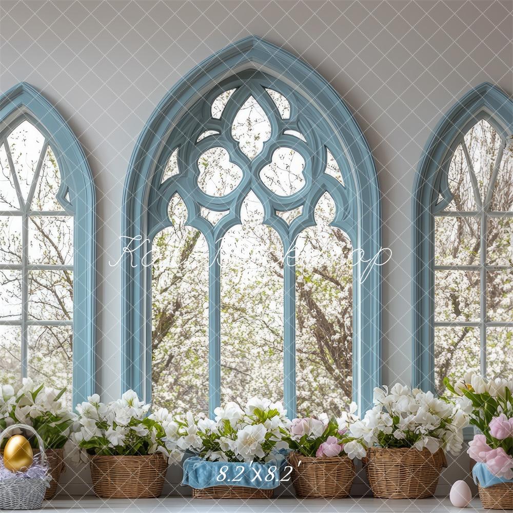 Kate Easter Bunny Floral Retro Window Backdrop Designed by Mini MakeBelieve