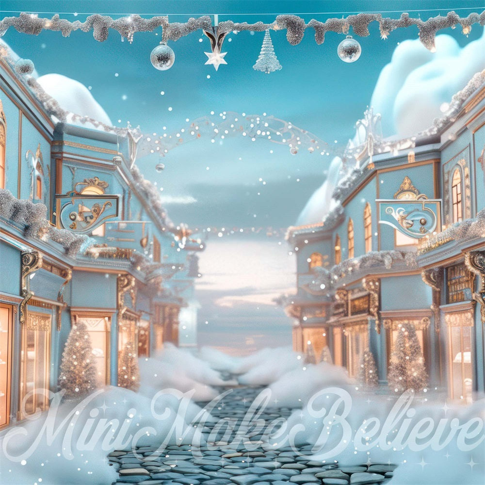 Winter Kerst Retro Haven Street Foto Achtergrond Designed by Mini MakeBelieve