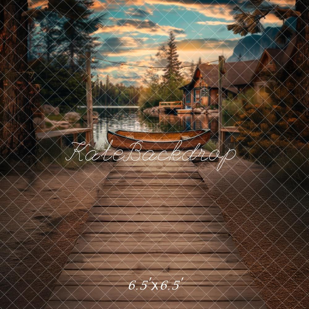 Kate Canoe Dock Lake Forest Cabin Backdrop Designed by Lidia Redekopp