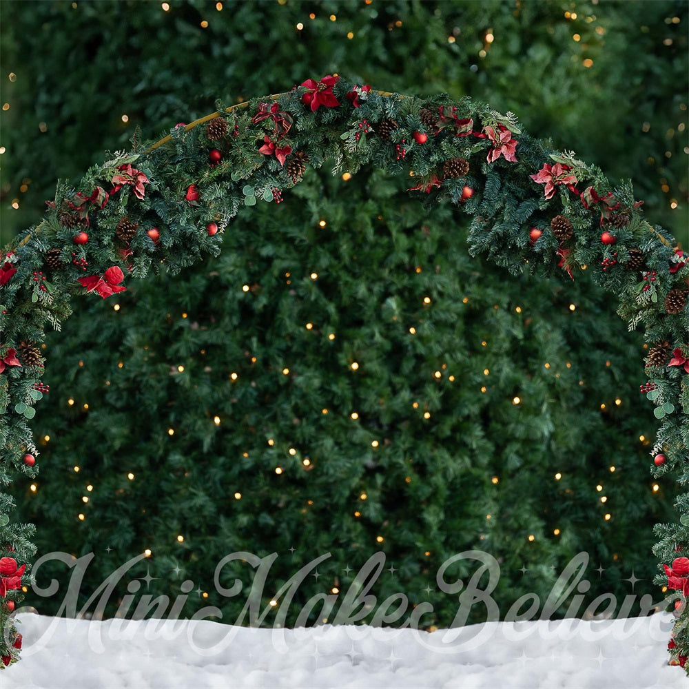 Kate Christmas Forest Green Pine Arch Backdrop Designed by Mini MakeBelieve